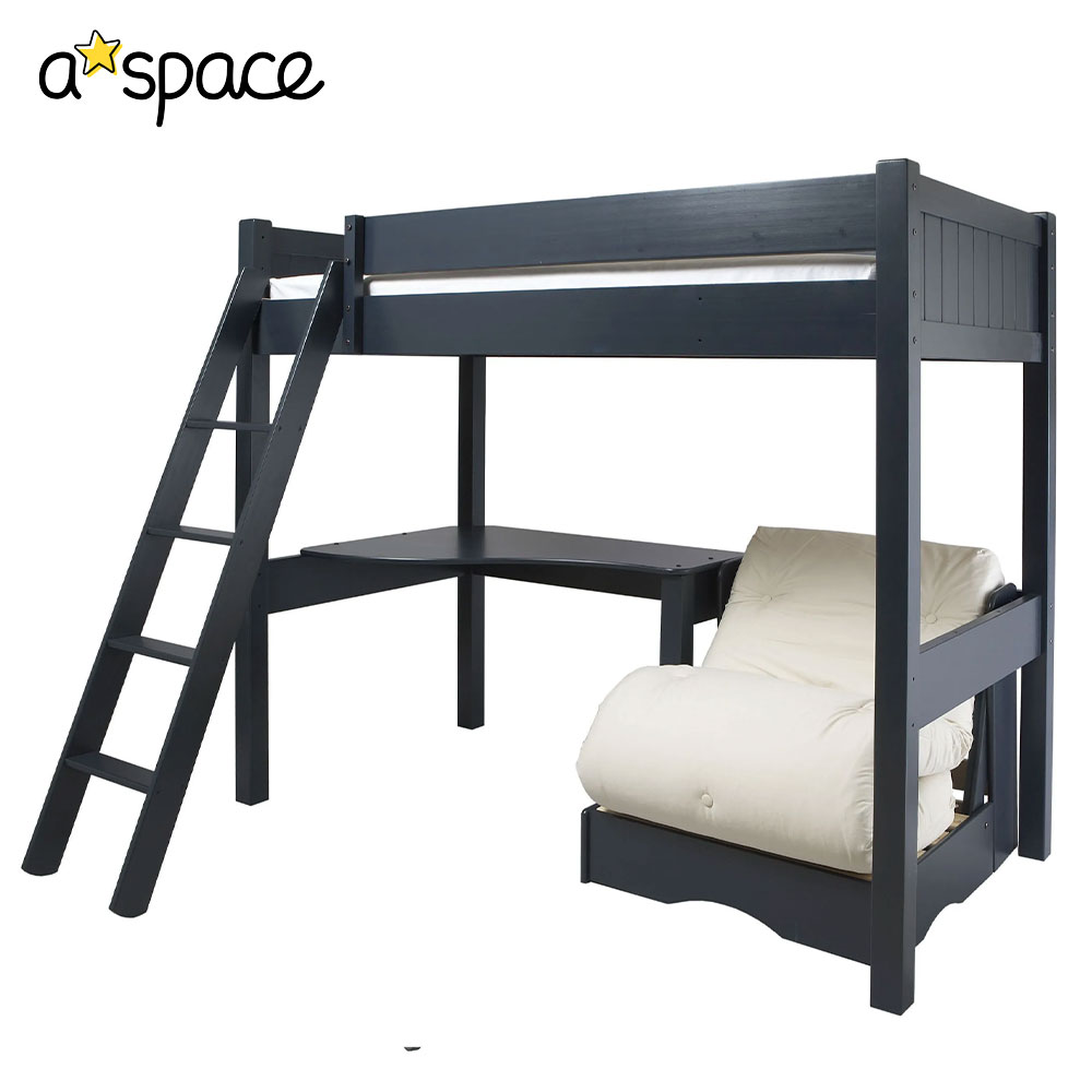 Warwick High Sleeper Bed With Futon - Prussian Blue