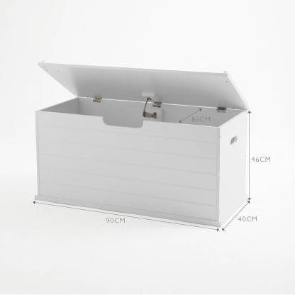 Grey large classic toy box, open, with dimension
