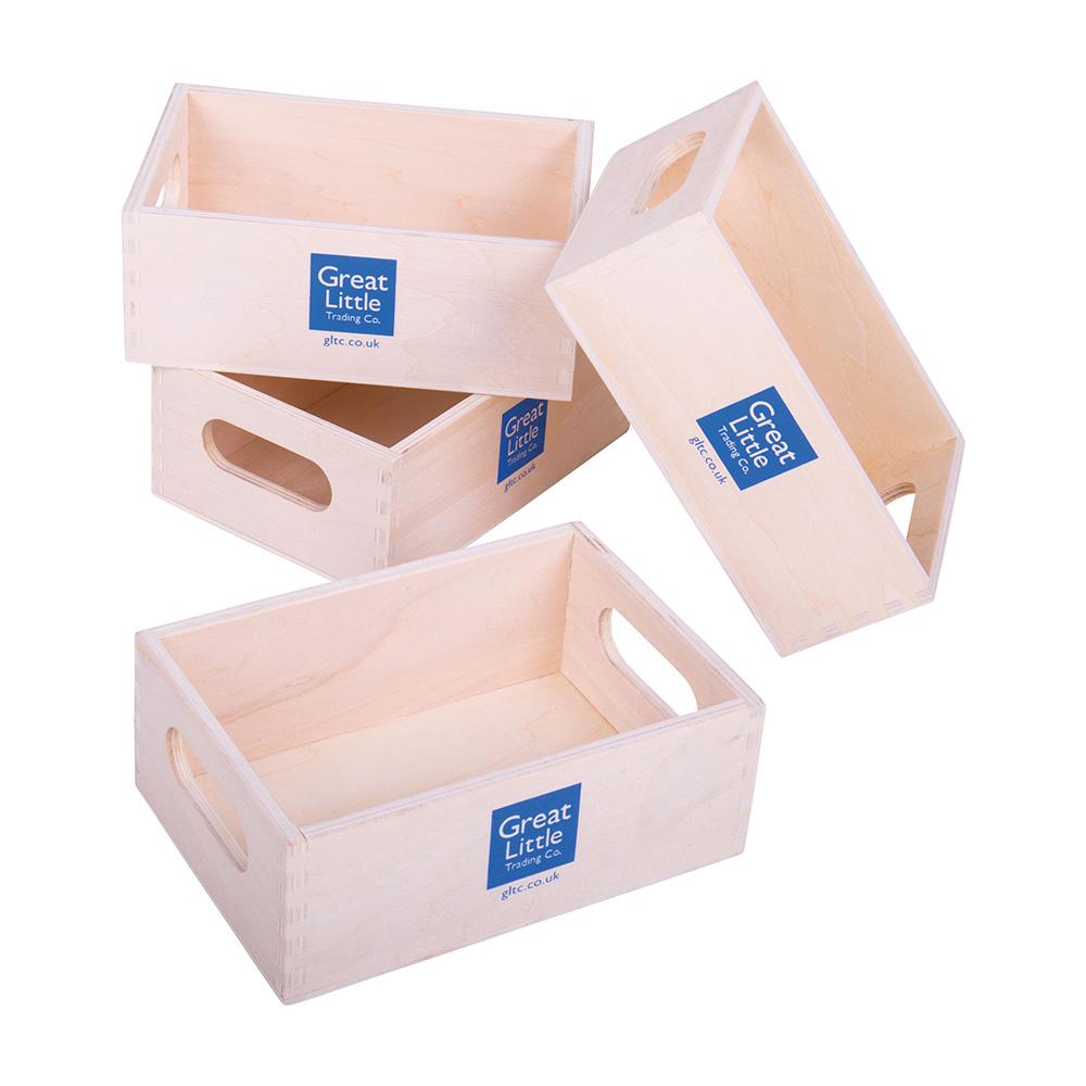 Wooden Toy Crates, Set of 4