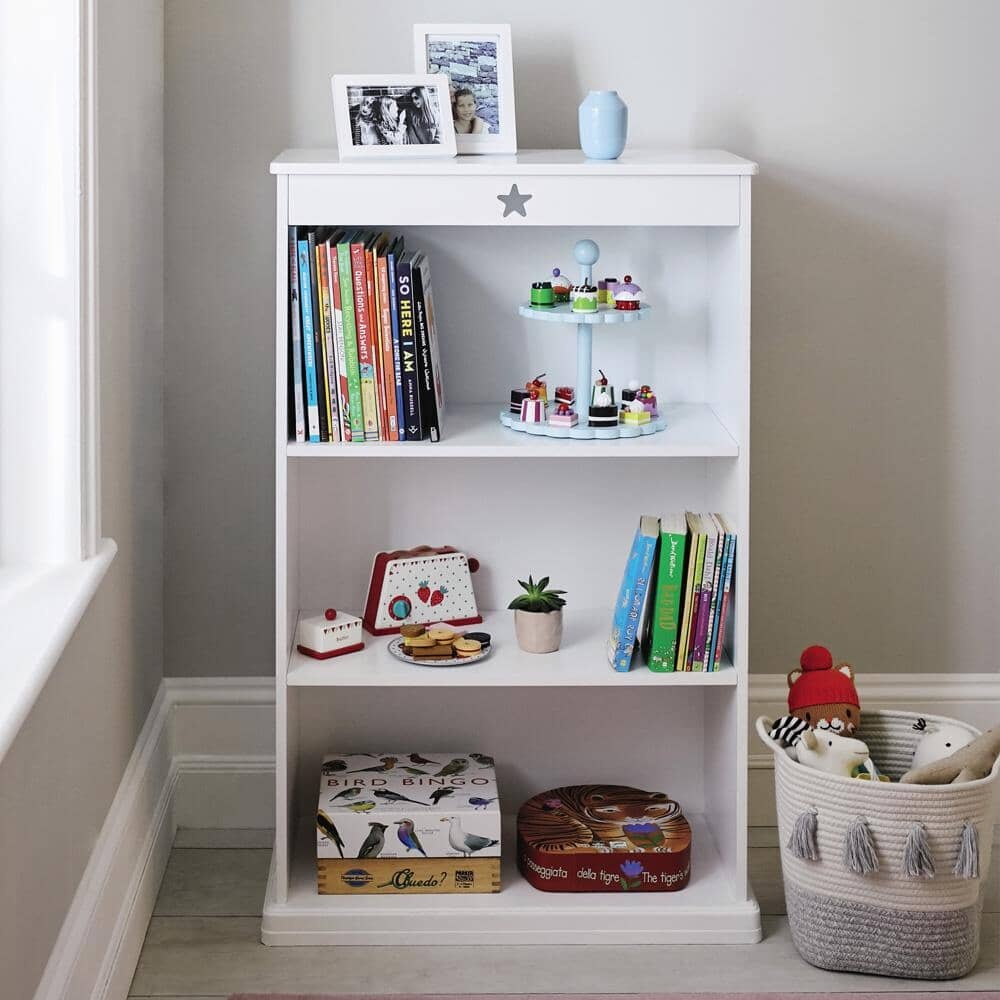 Star Bright Wooden Bookcase, White