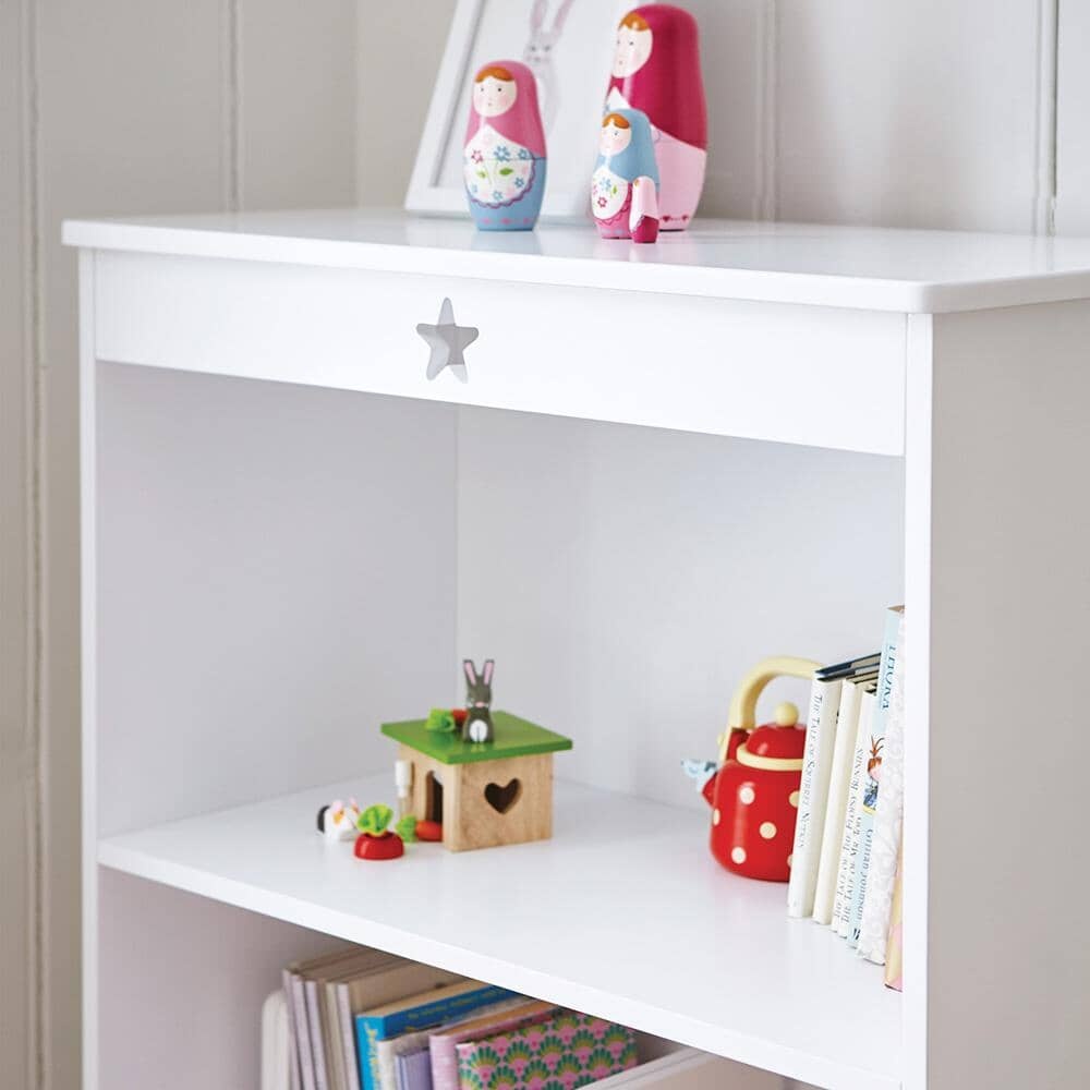 Star Bright Wooden Bookcase, White
