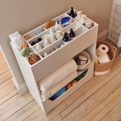 Rackham Storage Set 1 (Toy Box, Book Shelf & Tray) filled with nursery essentials