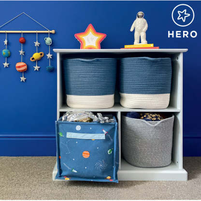 Rope Storage Basket, Ivory & Galaxy Blue