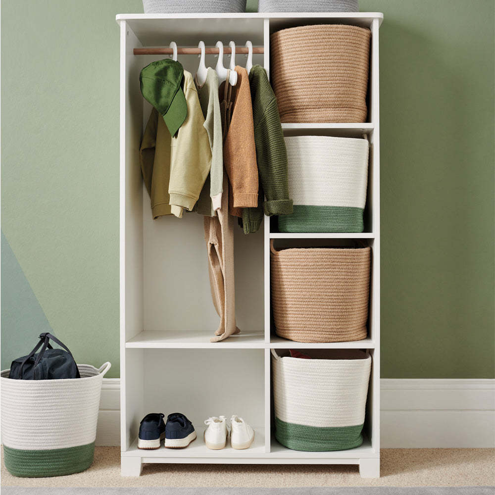 Rope Storage Basket, Ivory & Forest Green