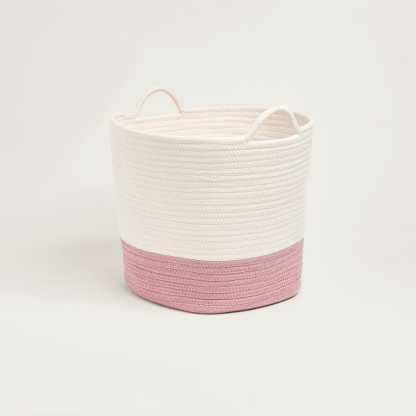 Rope Storage Basket, Ivory & Rose Pink