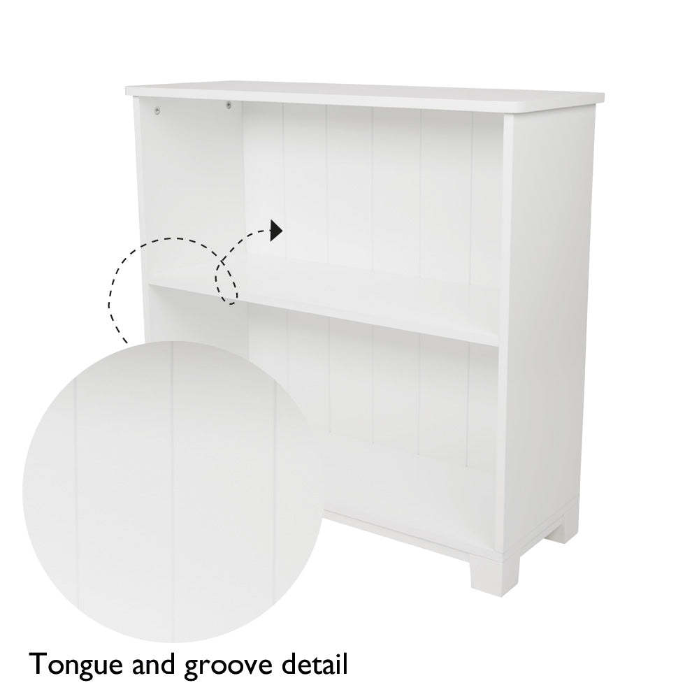 Low bookcase with tongue and groove detail