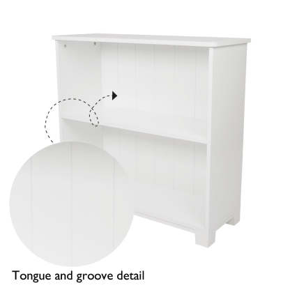 Low bookcase with tongue and groove detail
