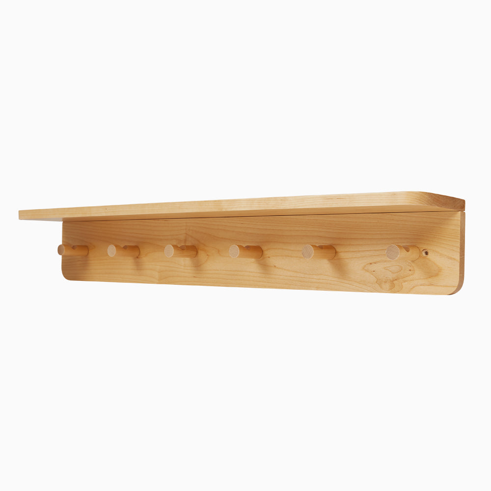 Wooden Peg Rail with Shelf, Natural