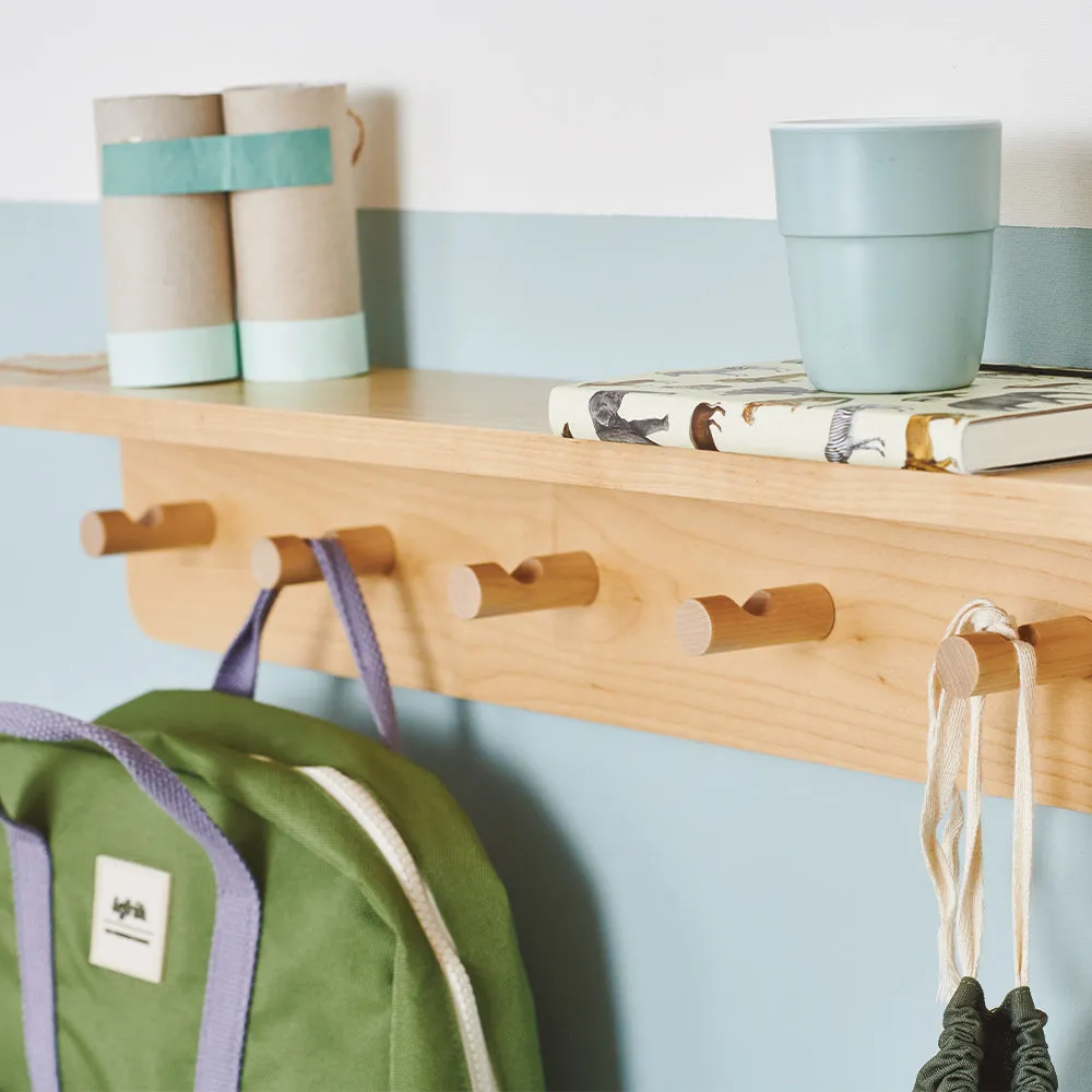 Wooden Peg Rail with Shelf, Natural