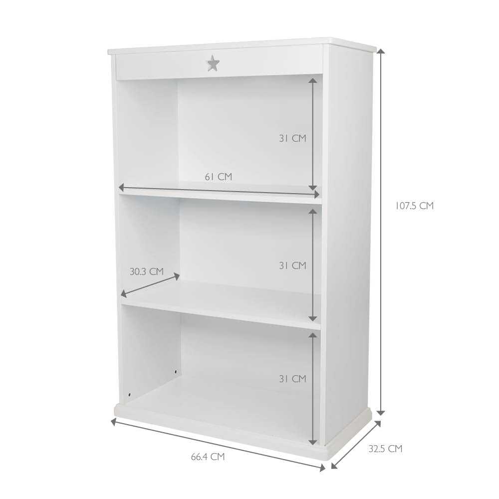 Star Bright Wooden Bookcase, White