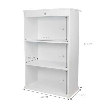 Star Bright Wooden Bookcase, White