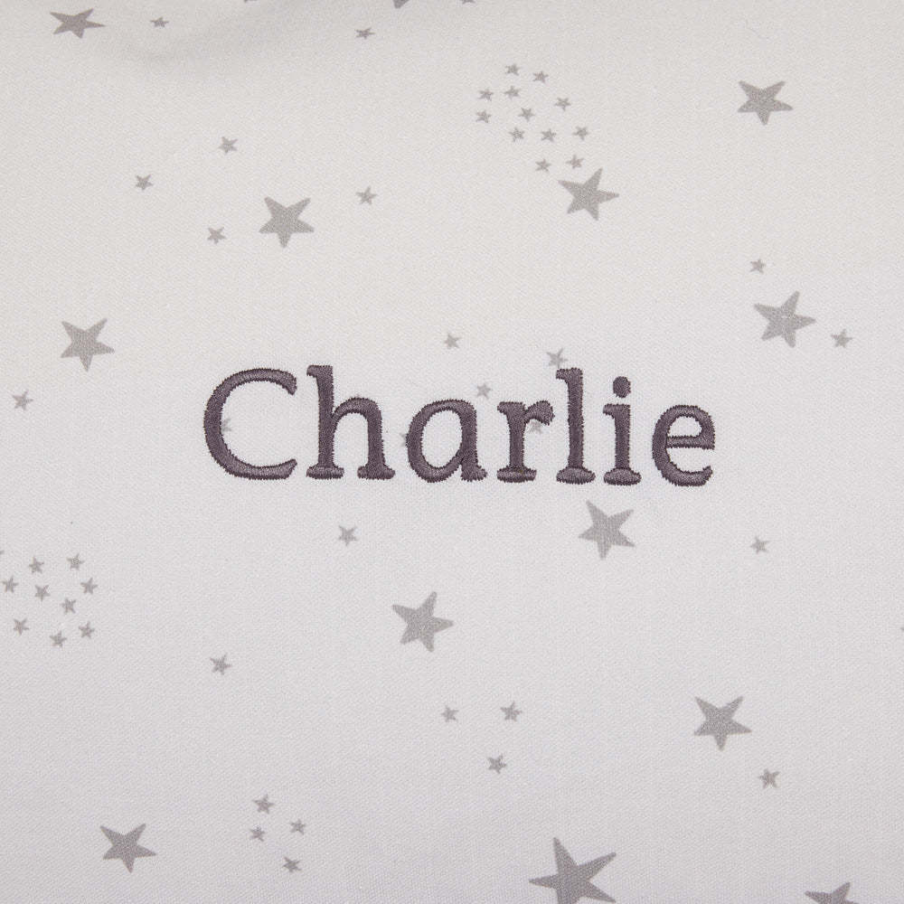 Personalised Washable Bean Bag, Grey Scattered Stars
