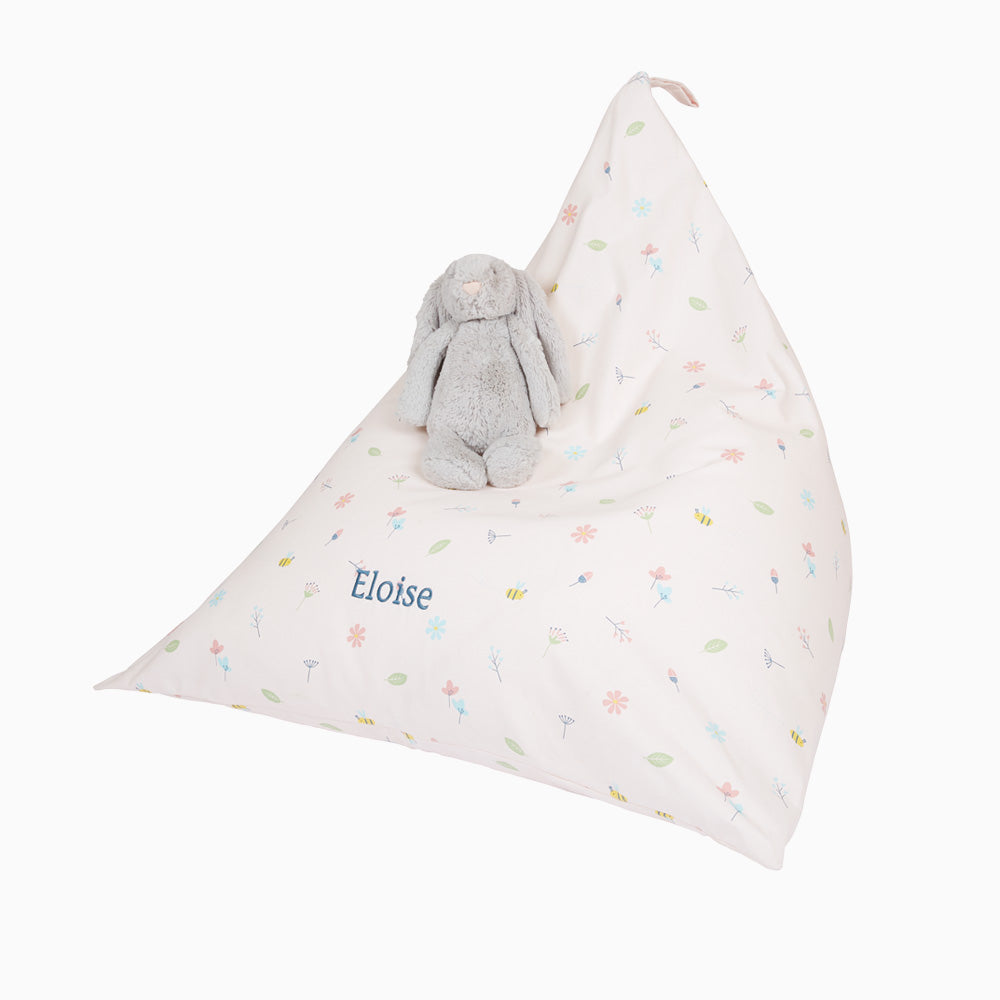 Personalised Washable Bean Bag, Buzzy Blooms