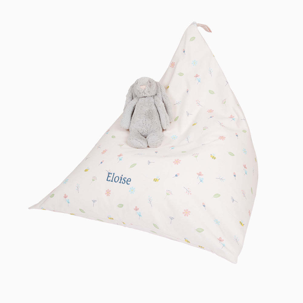 Personalised Washable Bean Bag, Buzzy Blooms