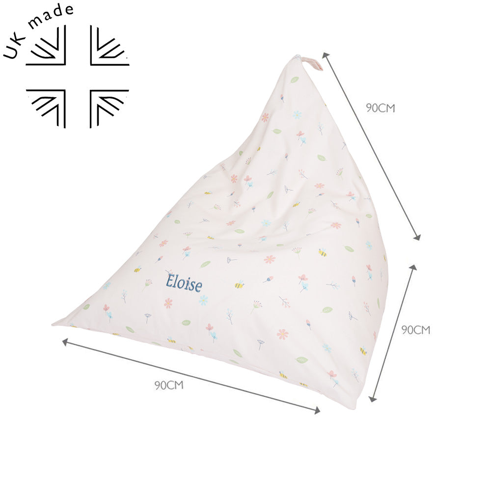 Personalised Washable Bean Bag, Buzzy Blooms