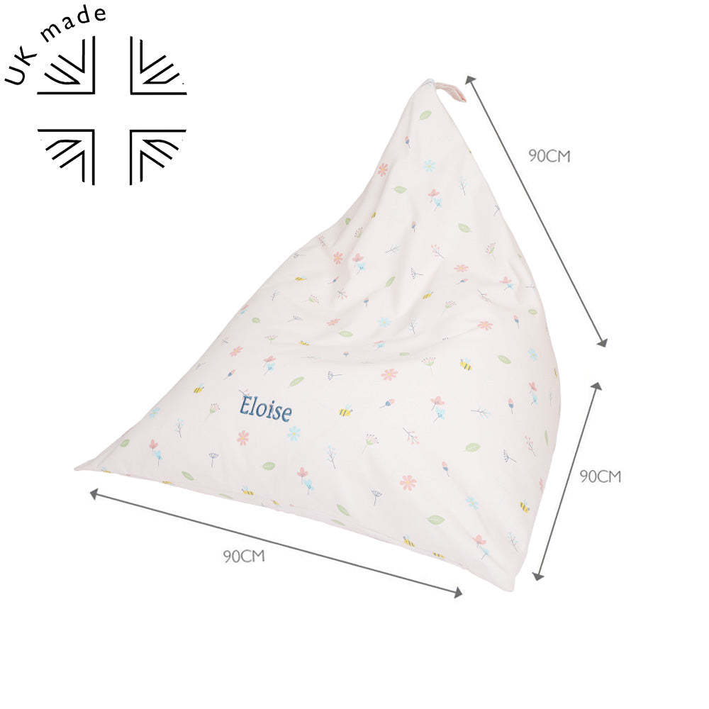 Personalised Washable Bean Bag, Buzzy Blooms