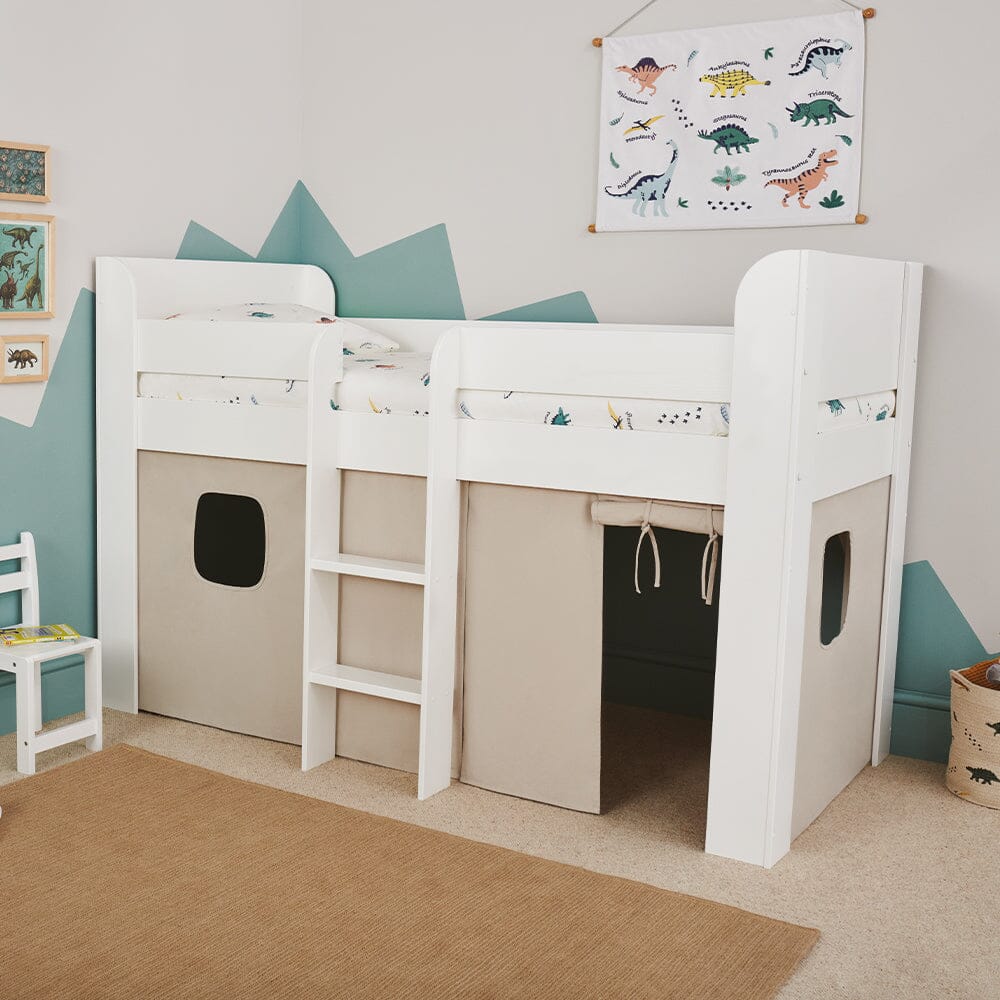 Paddington Mid Sleeper, Natural Bed Curtains