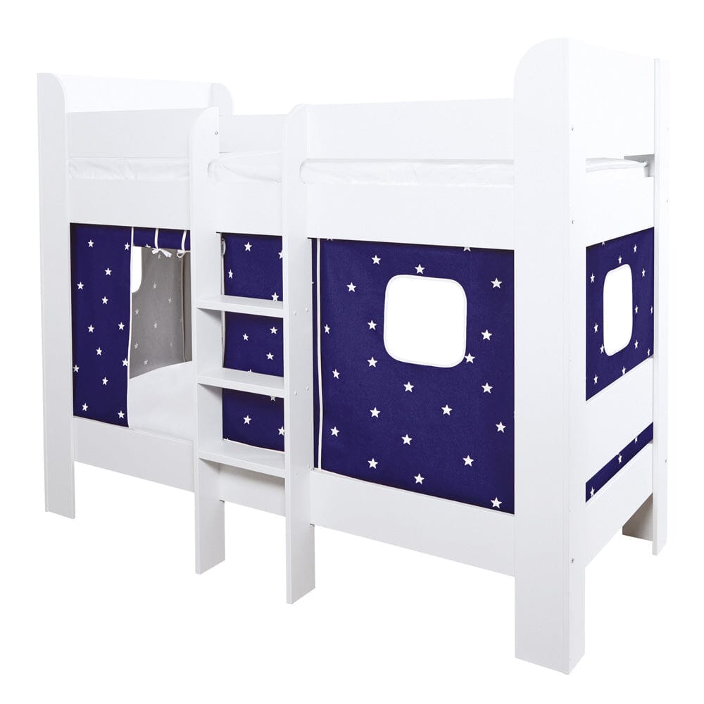 Paddington Bunk Bed, Navy Stardust Curtains
