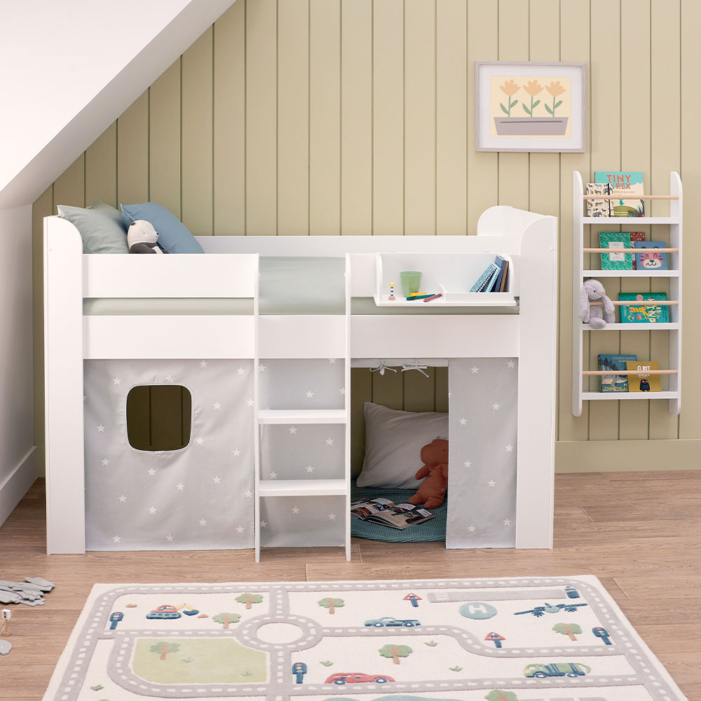 Paddington Mid Sleeper, Grey Stardust Curtains