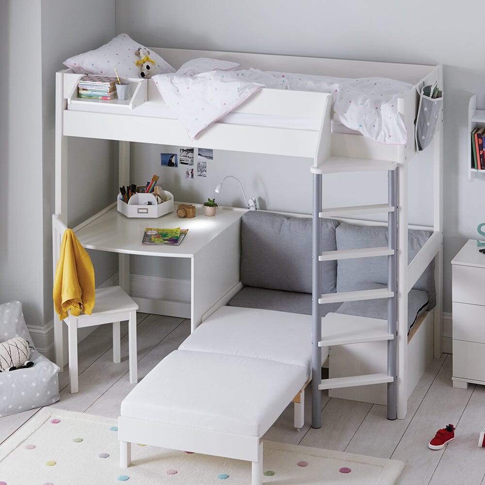 Merlin High Sleeper with Desk, Silver Grey