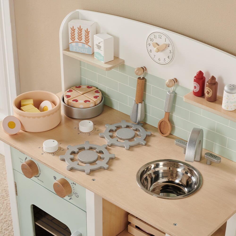 Let's Bake Wooden Play Kitchen Set, Mint