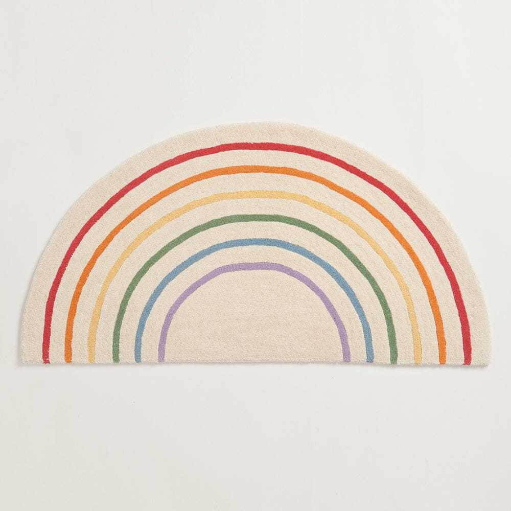 Rainbow Stripe Semi-Circle Rug