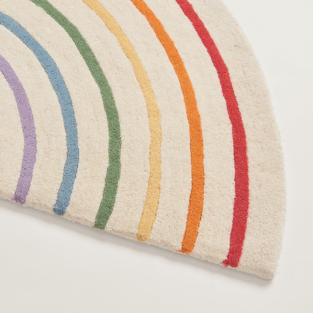 Rainbow Stripe Semi-Circle Rug