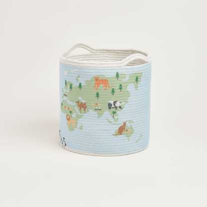 Woven Storage Basket, World Map