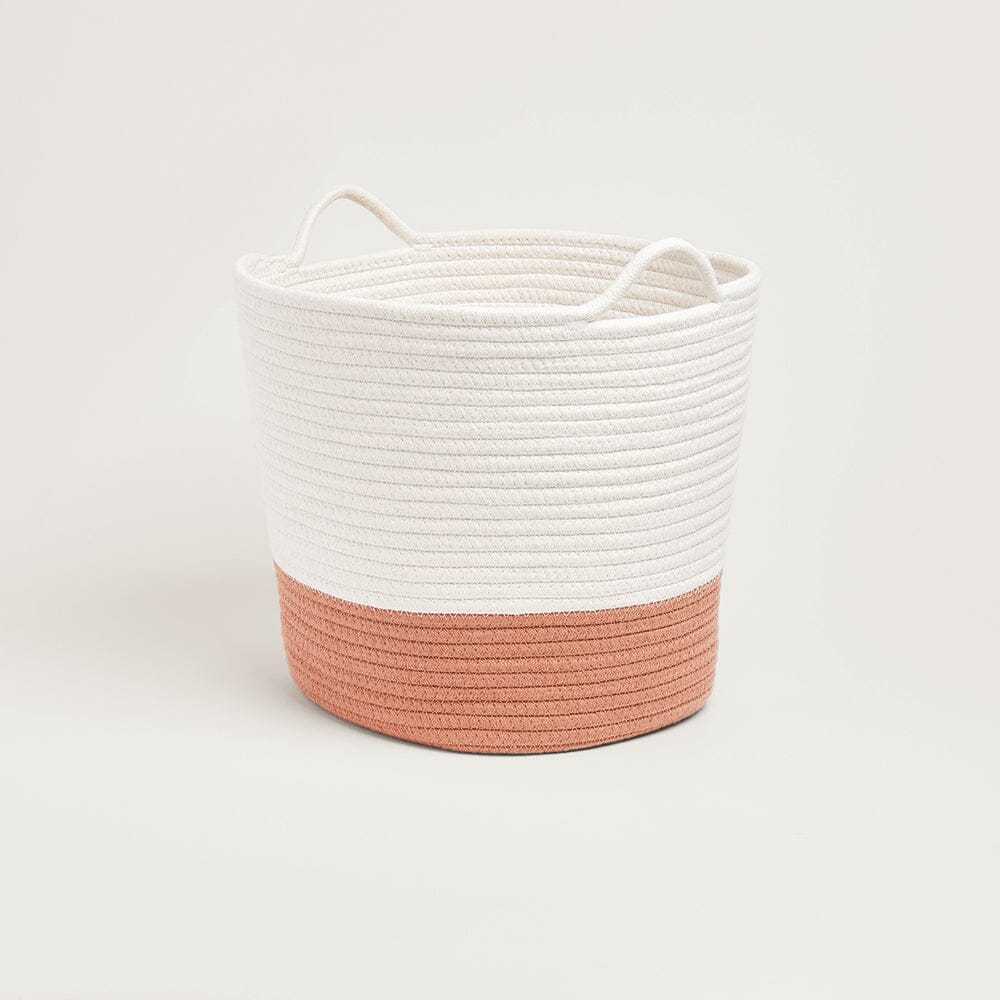 Rope Storage Basket, Ivory and Terracotta