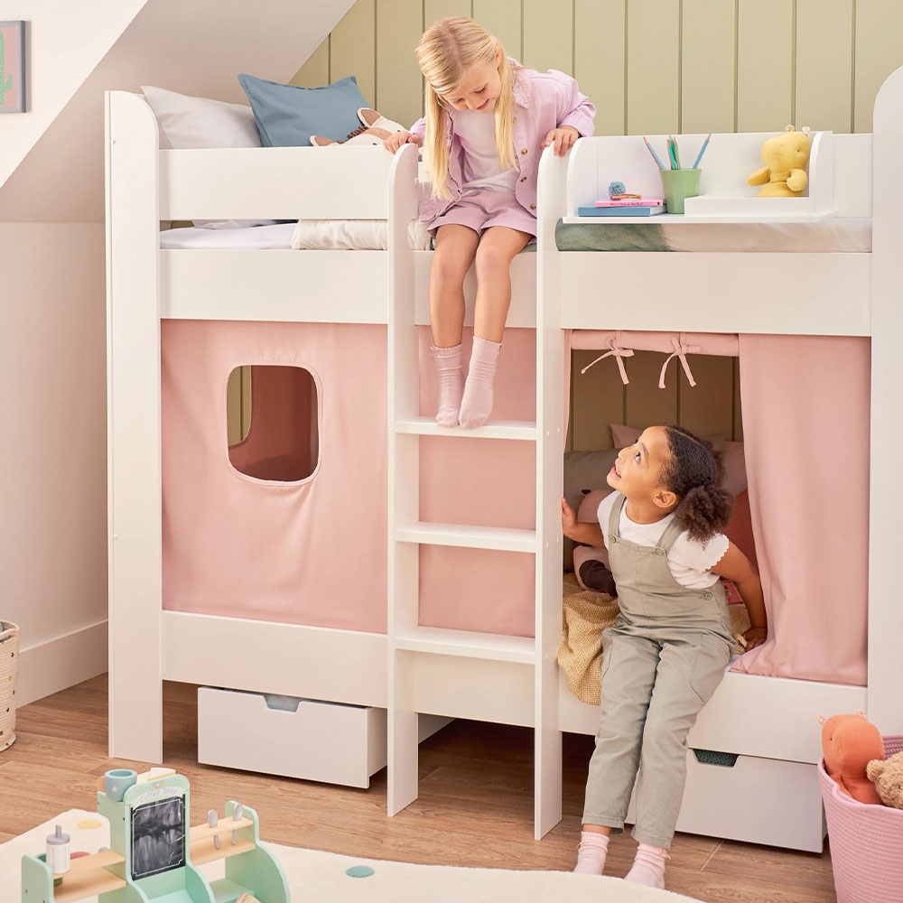 Paddington Bed Curtains - Chalk Pink