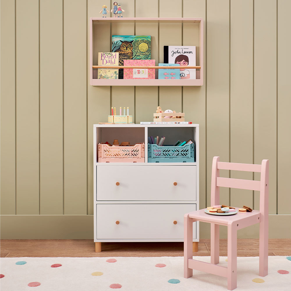 Nightingale Book Display Shelf, Chalk Pink