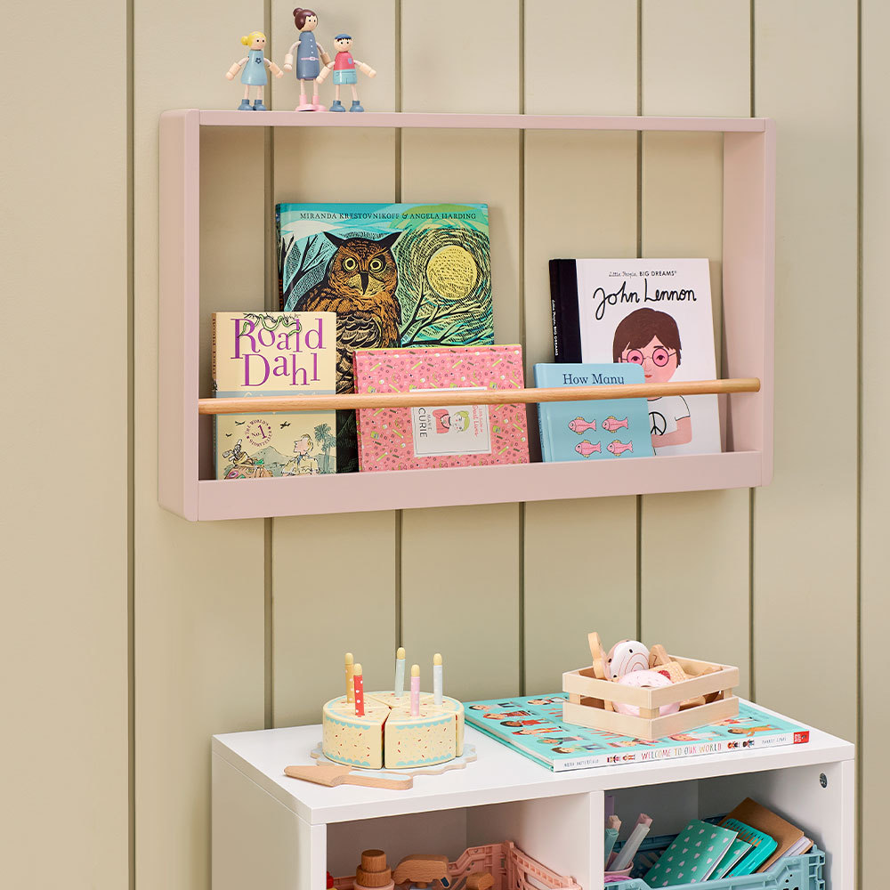 Nightingale Book Display Shelf, Chalk Pink